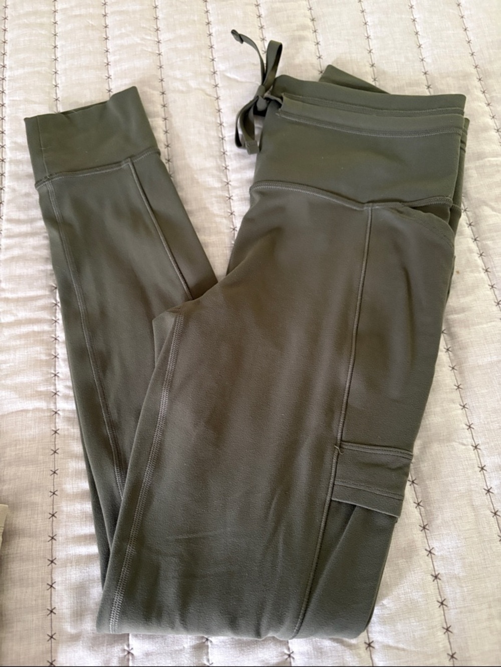 Athleta Olive Green Leggings with Side Pocket